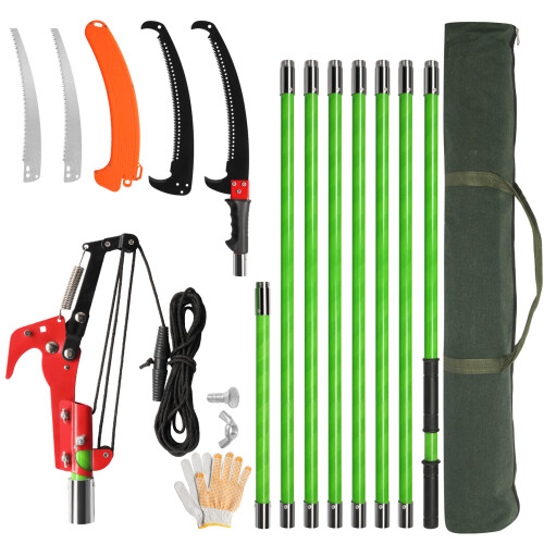 26ft Manual Pole Saw Palm Tree Trimmers Long Handle Pruner Set 1