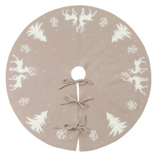 2Pcs Beige Tree Skirt Ornaments Traditional Christmas Tree Base Mat
