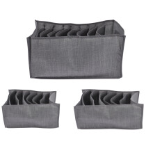 6Pcs Grey Jeans Drawer Organizer 7-Grid Clothes Storage for Wardrobe