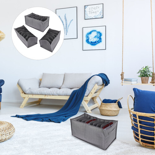 6Pcs Grey Jeans Drawer Organizer 7-Grid Clothes Storage for Wardrobe 2