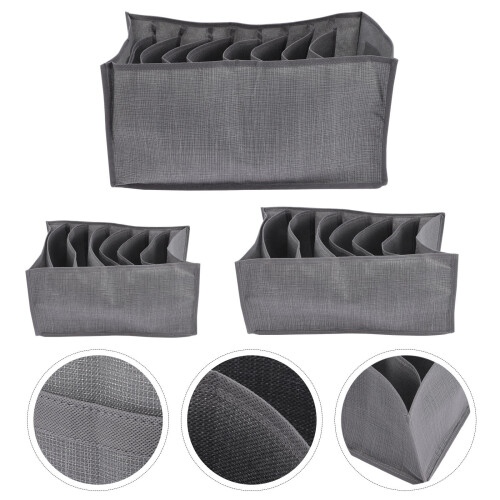 6Pcs Grey Jeans Drawer Organizer 7-Grid Clothes Storage for Wardrobe 1