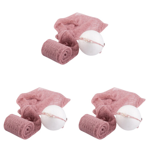3 Pièces Mohair Enveloppant Bébé Avec Coiffe Violet 1