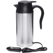 Chaleira elétrica de viagem, caneca de aquecimento elétrico para carro em aço inoxidável com aquecimento rápido, isolamento a vácuo e camada