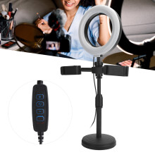 2 Stück Handyhalterung mit 6 Zoll LED-Ringlicht, Warmweiß/Weiß/Kaltweiß, USB
