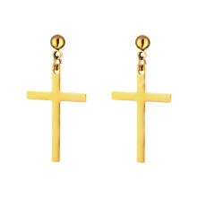 2 Paires D'Anneaux D'Oreilles En Acier Inoxydable Croix Pendantes