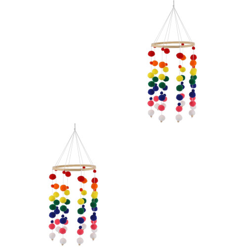 2 Set Appeso Con Palline Peluche E Campanella Per Culla 2