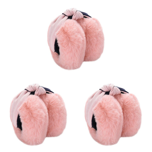 3 Pezzi Copriorecchie Invernali in Pieghevole Rosa 1