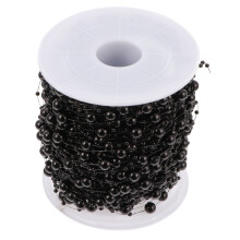 2Rolls 60M Black Fake Pearl String for Wedding Bouquet and DIY Crafts