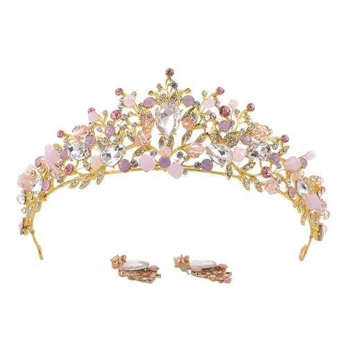 3 Unidades Coroa De Cristal Com Earbob Rosa