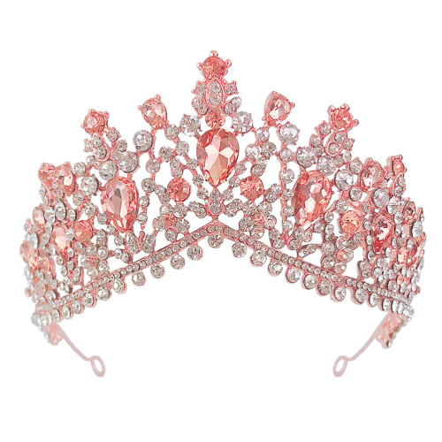 2 Unidades Tiara Cristal Coroa Noiva Rosa