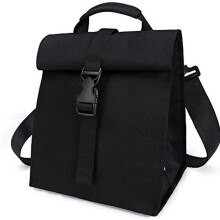 Lancheira térmica elegante com tampa de enrolar e isolamento triplo em alumínio, perfeita para adultos e crianças (dobrável).