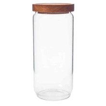 Contenitore in vetro compatto per dispensa, in materiale borosilicato resistente agli urti con coperchio in legno ermetico, barattolo multifunzione