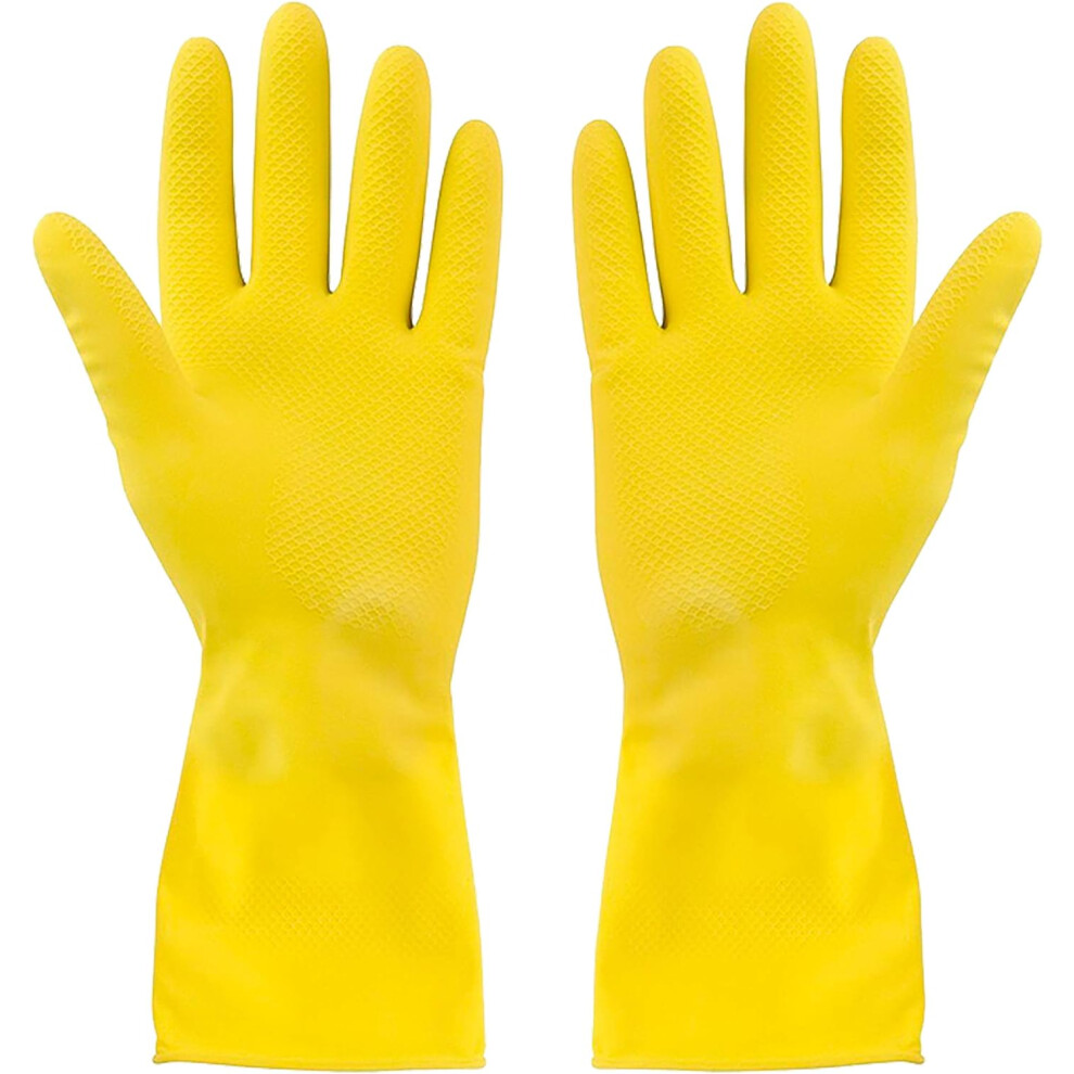 Flexible And Long-Lasting: 3 Pack Yellow Non-Slip Dishwashing Gloves, Perfect For Heavy-Duty Kitchen And Home Cleaning Tasks, Natural Rubber Latex Pro-image-OPC-PMVCRRF-NEW