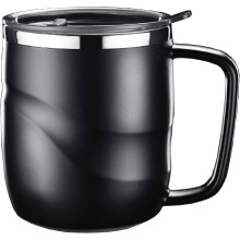 Dubbelväggig vakuumisolerad kaffemugg, rostfritt stål med skjutbart lock, svetttålig och BPA-fri för fester och camping