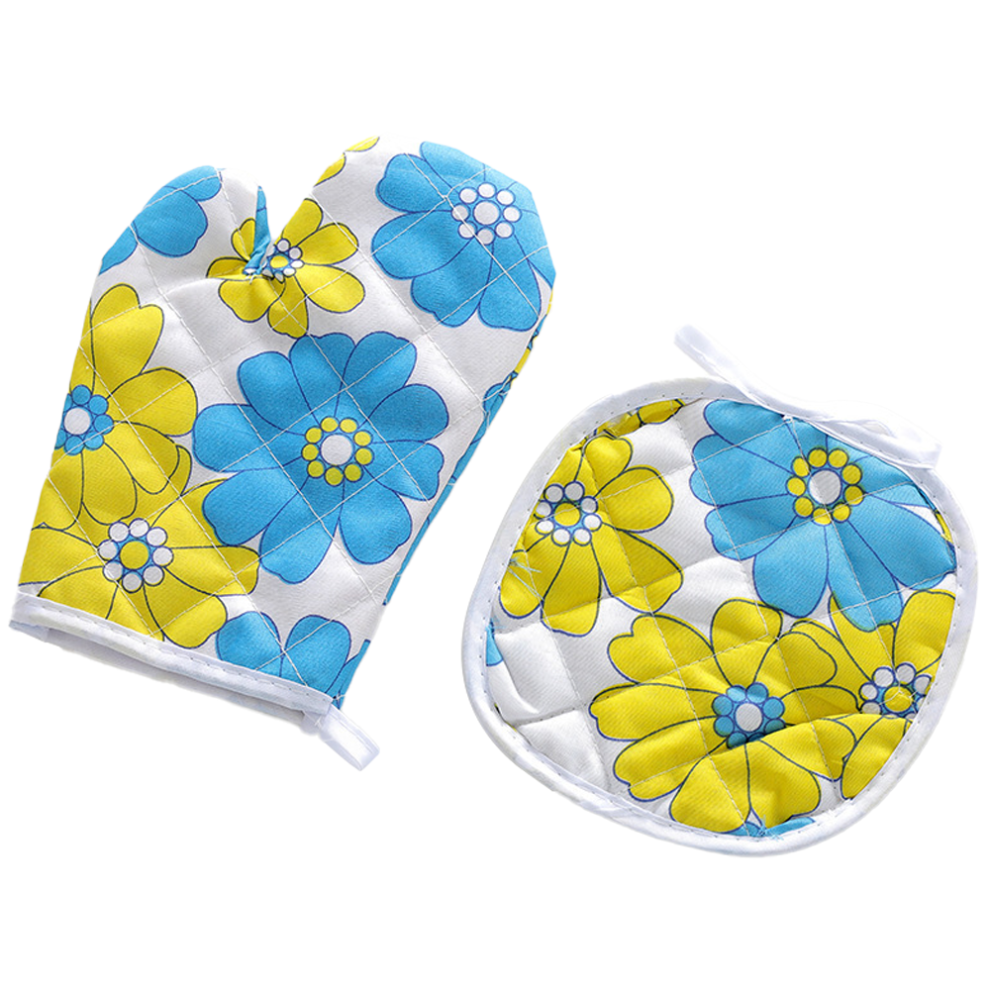 Vintage Quilted Oven Gloves, Cooking Accessories with Heat Protection for Kitchen Decoration and Easy Cleaning, 2 Pcs Set with Retro Geometric Print f-image-OPC-PMVCRVZ-NEW