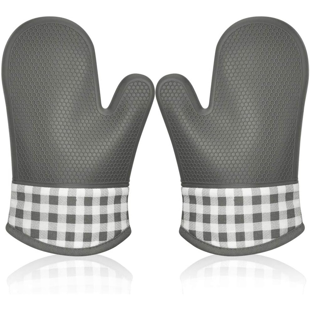 Silicone Oven Gloves, Heat Resistant Oven Mitts for Baking, Extra Long with Soft Cotton Lining, Non-Slip Grip, Waterproof, 1 Pair, Easy Clean, Comfort-image-OPC-PMVCS7J-NEW