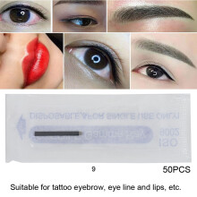 50 Stück Microblading-Nadeln 9-Pin Augen, Lippen, Augenbrauen Tattoo 12, 14, 16, 21 Pins Set