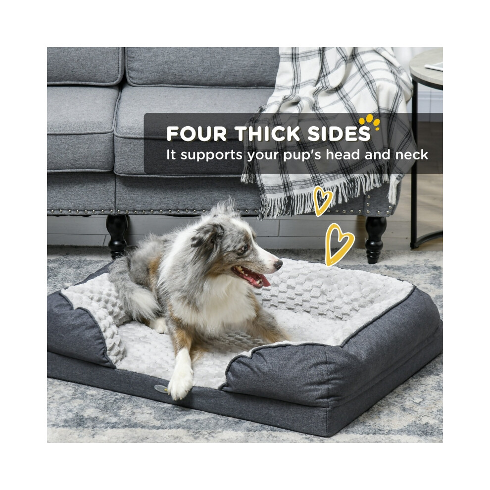 Dog Mattress with Removable Cover Anti-Slip Bottom for Medium Dogs Charcoal Grey 90x69x21cm â Calm & Memory Foam Support-image-OPC-PMVCSQS-NEW