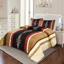 (Brown, Super King) Exquisite 3 Piece Printed Bedspread Set, include one Comfoter and Two Pillow Shams