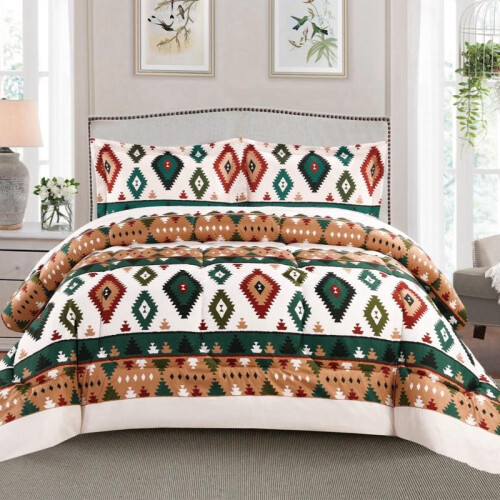 (Brown, Double) Exquisite 3 Piece Printed Bedspread Set, include one Comfoter and Two Pillow Shams 1