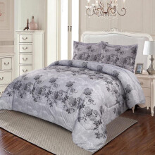 (Silver, Single(2 pcs)) Exquisite 3 Piece Printed Bedspread Set, include one Comfoter and Two Pillow Shams