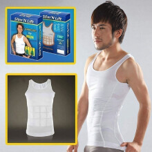 Slim n Lift Slimming Vest for Men - XXL, White | Body Shaper Compression, Tummy Control & Posture Support | Slim Fit Shapewear