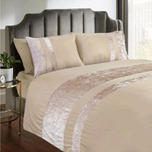 (Beige, Single) Luxury CRUSH Velvet Duvet Cover with Pillow Case Bedding Set - Elegant Comfort for Your Bedroom sets comfy  bed duvetcoverset hotel
