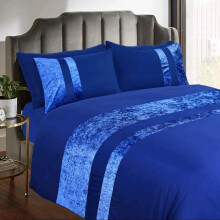 (Navy Blue, King) Luxury CRUSH Velvet Duvet Cover with Pillow Case Bedding Set - Elegant Comfort for Your Bedroom sets comfy bed duvetcoverset hotel