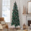 Living And Home 7FT/2.1M Snow Flocked Slim Christmas Tree with Pine, Berries& Foldable Metal Stand 2