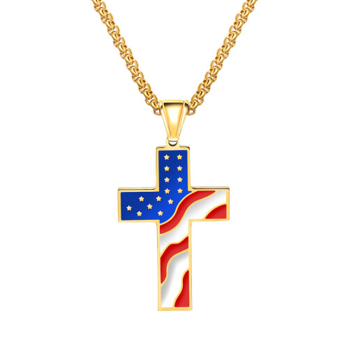 3 Pièces Pendentif Croix Américain Or