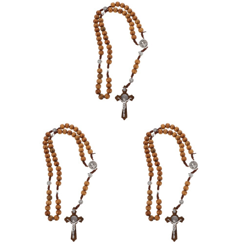 3 Pezzi Collana Con E Legno Per Preghiera 1