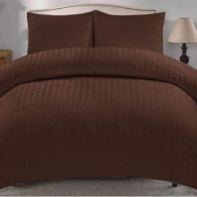 (Chocolate Brown, King) Seersucker Duvet Quilt Cover with Pillow cases Non Iron Bed cover soft pink