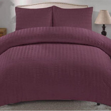 (Purple Plum, Super King) Seersucker Duvet Quilt Cover with Pillow cases Non Iron Bed cover soft pink