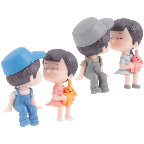4 Unidades Estatueta Casal Para Decoração E Presente