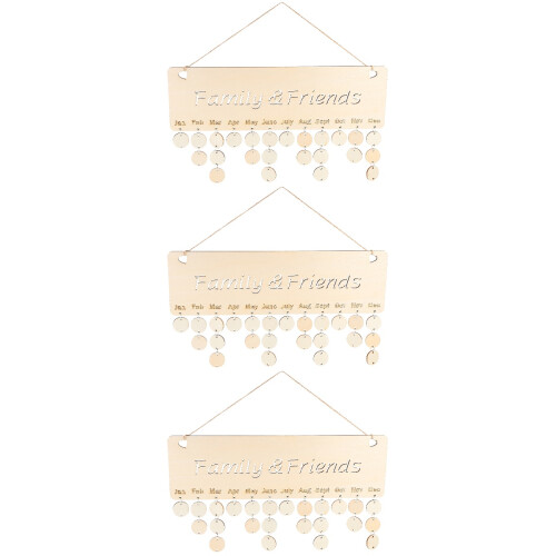 3Pcs Madeira Calendário De Aniversários Decoração De Parede 2
