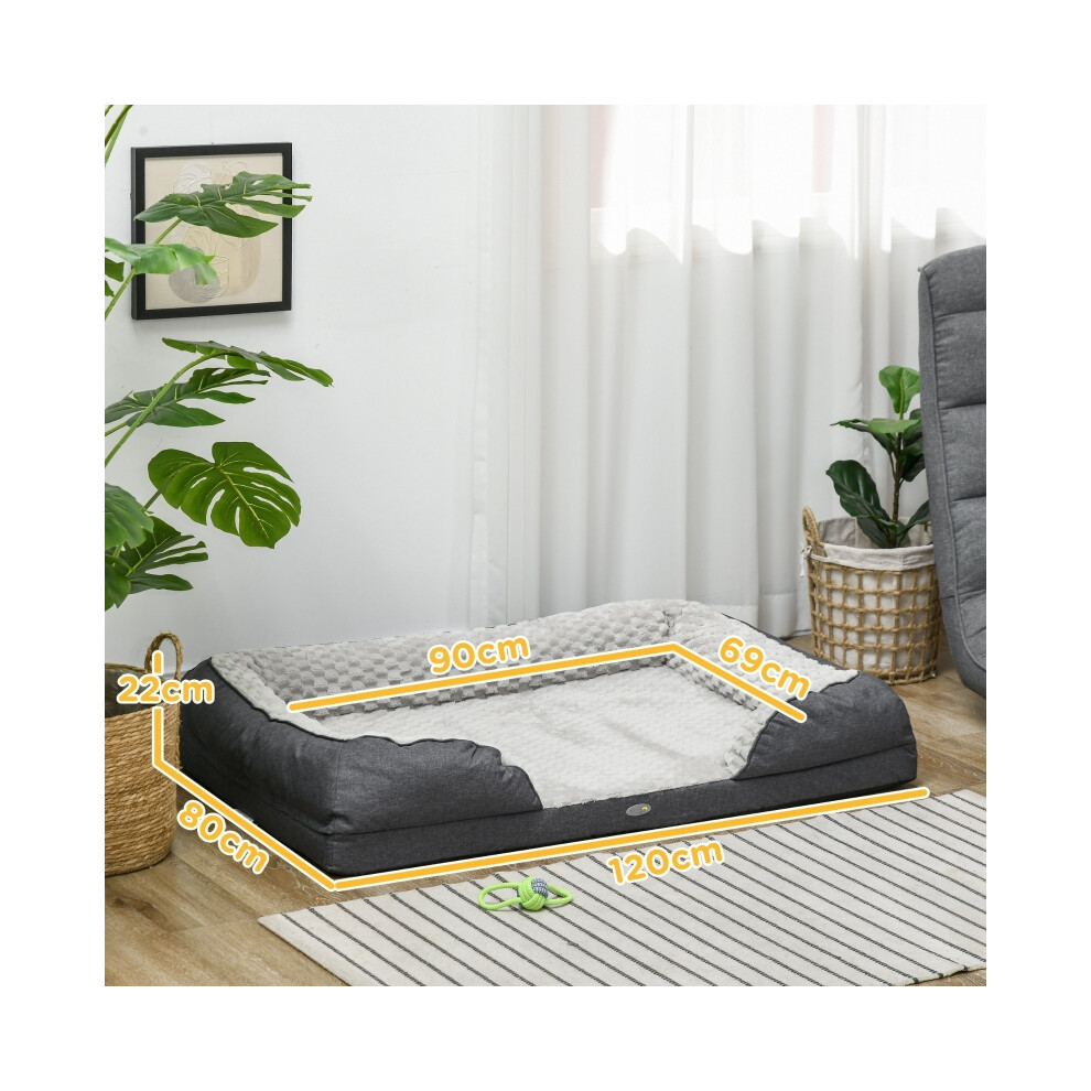 Large Calming Dog Bed with Removable Cover Anti-Slip Base 120cm x 80cm x 22cm Pet Mattress Charcoal Grey-image-OPC-PMVDYKX-NEW