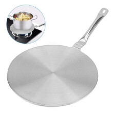 Diffusore di calore in acciaio inox da 20 cm per piani cottura a induzione e a gas, dotato di maniglie per una manipolazione sicura, piastra di