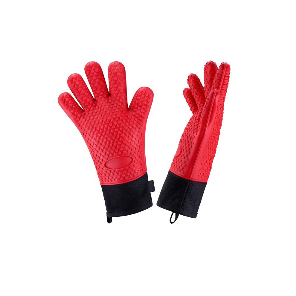 Silicone Oven Mitts for Cooking Enthusiasts, Heat Resistant, Non-Slip, Waterproof, Red, Easy to Clean, Universal Size, Double Layer Protection, Perfec-image-OPC-PMVF2TT-NEW