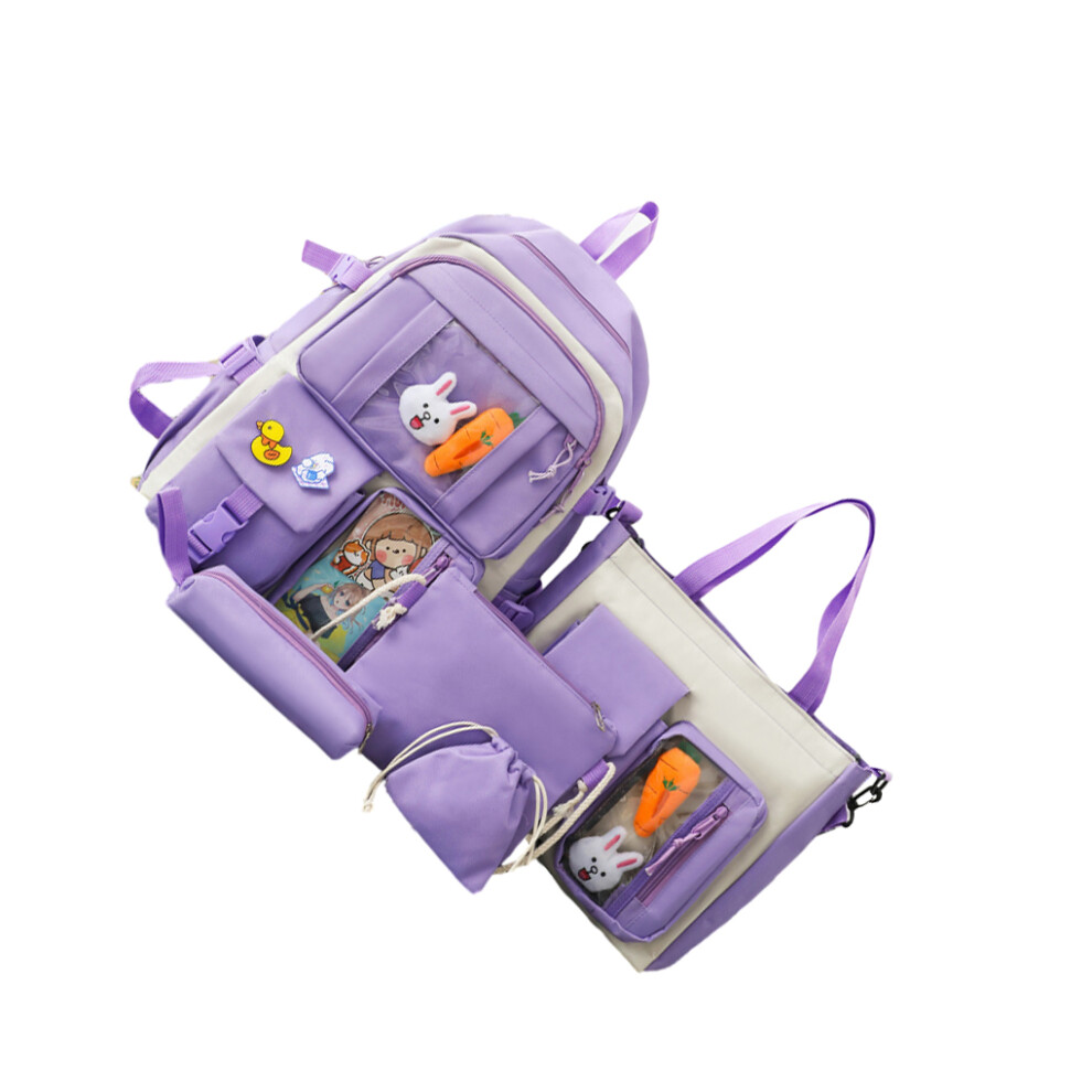 (purple) Large Capacity School Backpack With Extra Bag And Comfortable Straps-image-OPC-PMVF722-NEW