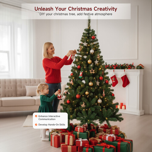 Living And Home 7FT/ 210cm Green Artificial Christmas Tree with Metal Stand 2