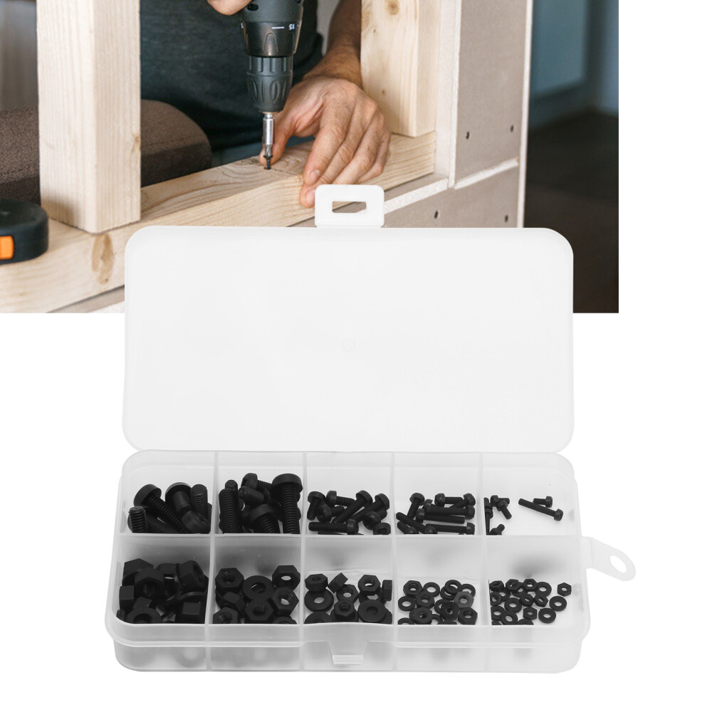 Electronic Insulation Screw Kit 150Pcs Black Nylon M2 M2.5 M3 M4 M5 8341359756838