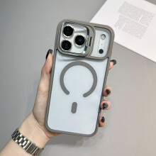 For iPhone 17 MagSafe Bumper Cover Phone Case With Stand Holder Grey