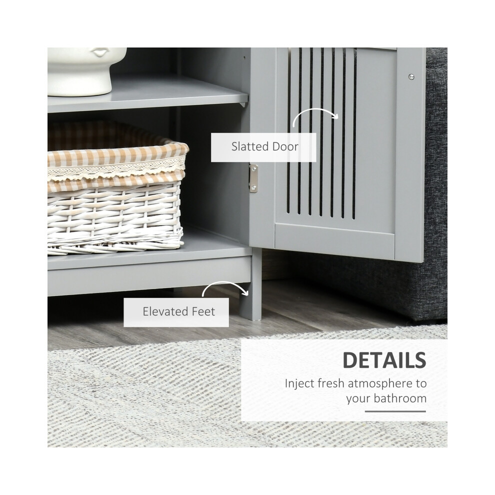 Bathroom Floor Cabinet Grey - Modern Storage Unit with Durable MDF Spacious Shelves Compact Design for Easy Organization-image-OPC-PMVFDW6-NEW