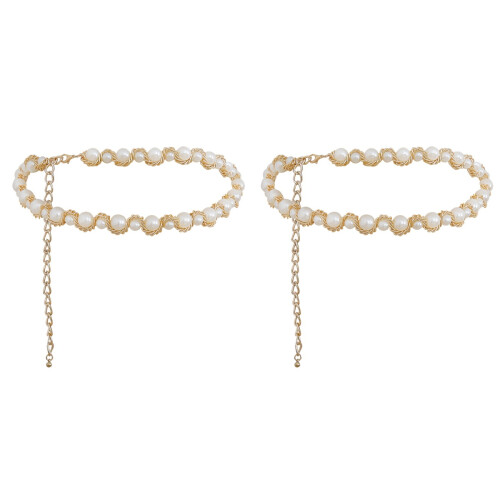 2 Imitatie Parels Ketting Taille Hanger Vrouwen Wit 1