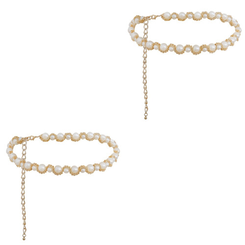 2 Imitatie Parels Ketting Taille Hanger Vrouwen Wit 2