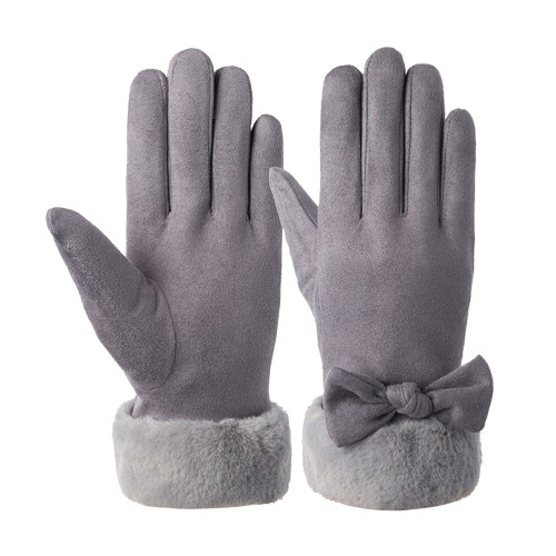 3 Paar Damen Wildleder Mit Schleife Touchscreen