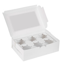 10Stk Weiße Papier Cupcake Boxen Umweltfreundlich 6 Vertiefungen