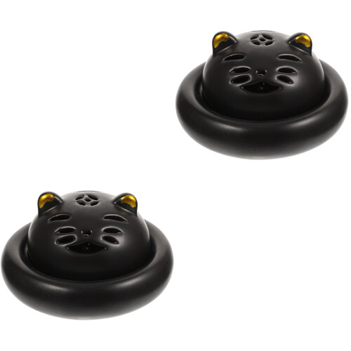 2Stk Keramik Räucherstäbchenhalter Katzenform Duftstäbchen Halter 2