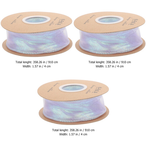 3Rolls Portable Polyester Ribbon for Bouquet and Gift Box Decor 2