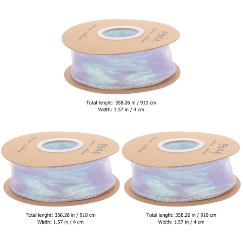 3Rolls Portable Polyester Ribbon for Bouquet and Gift Box Decor 1